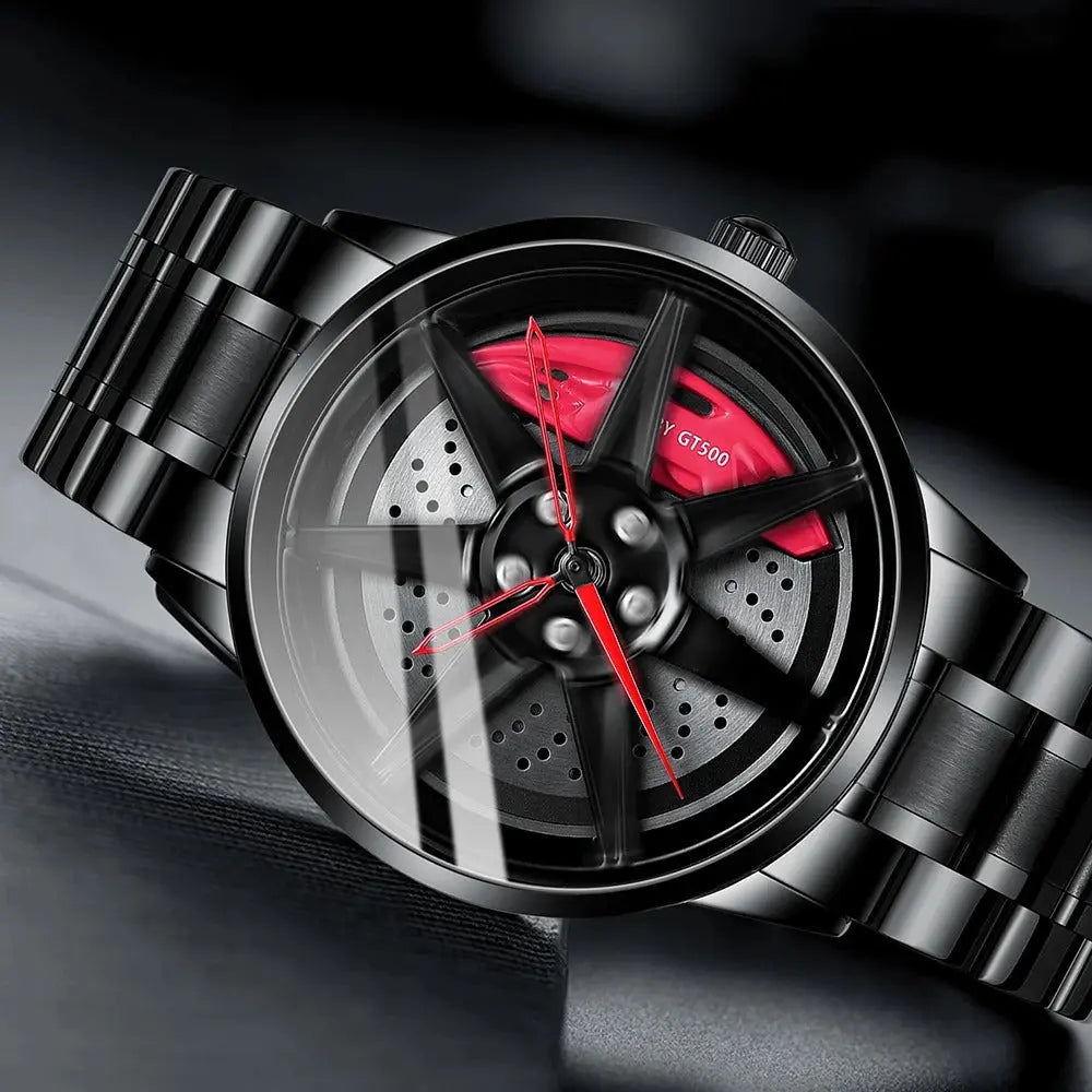 Men's Creative 3D Car Wheel Rotating Wrist Watch Arazalabllc