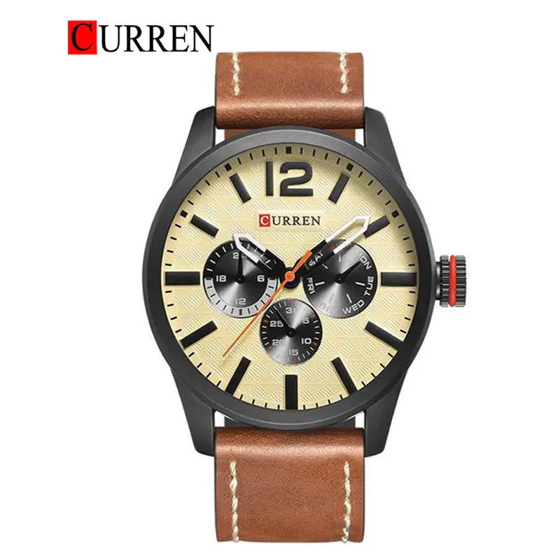 CURREN WATCHES CURREN Original Brand Leather Straps Wrist Watch For Men With Brand (Box & Bag)-8247 US Arabia