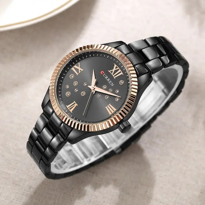 CURREN Original Brand Stainless Steel Wrist Watch For Women With Brand (Box & Bag)-9009 US Arabia