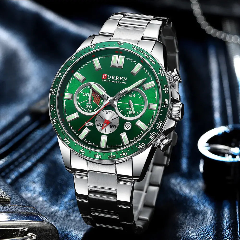 CURREN Original Brand Stainless Steel Band Wrist Watch For Men With Brand (Box & Bag)-8418 US Arabia