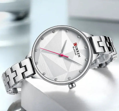CURREN Original Brand Stainless Steel Band Wrist Watch For Women With Brand (Box & Bag)-9047 US Arabia