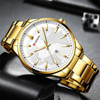 CURREN Original Brand Stainless Steel Band Wrist Watch For Men With Brand (Box & Bag)-8366 US Arabia