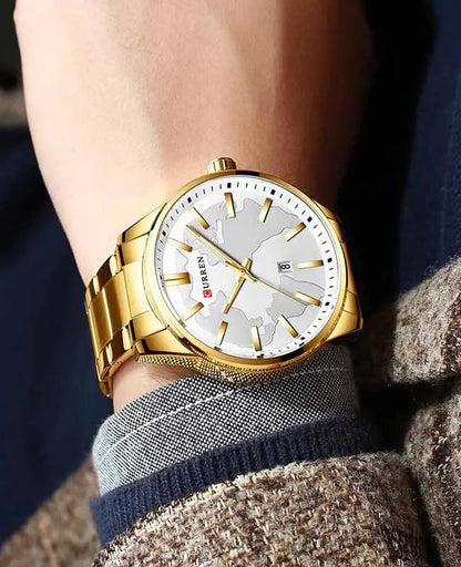 CURREN Original Brand Stainless Steel Band Wrist Watch For Men With Brand (Box & Bag)-8366 US Arabia