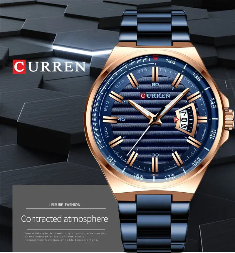 CURREN Original Brand Stainless Steel Band Wrist Watch For Men With Brand (Box & Bag)-8375 US Arabia