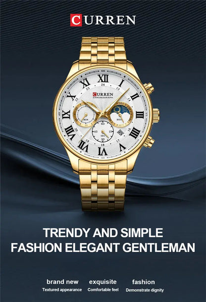CURREN Original Brand Stainless Steel Band Wrist Watch For Men With Brand (Box & Bag)-8427 US Arabia