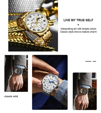 CURREN Original Brand Stainless Steel Band Wrist Watch For Men With Brand (Box & Bag)-8427 US Arabia
