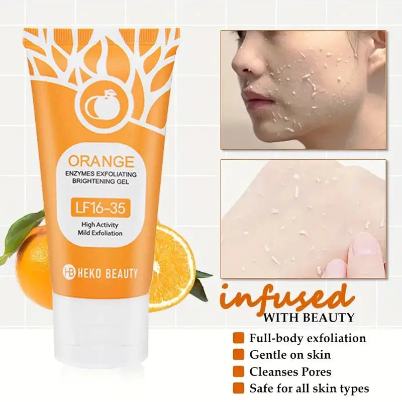 Orange Exfoliating Gel 50g, Exfoliation, Dead, Removal Deeply Cleansing, Long-Lasting,Moisture Cleanses Pores,Safe for Full Body Velozya