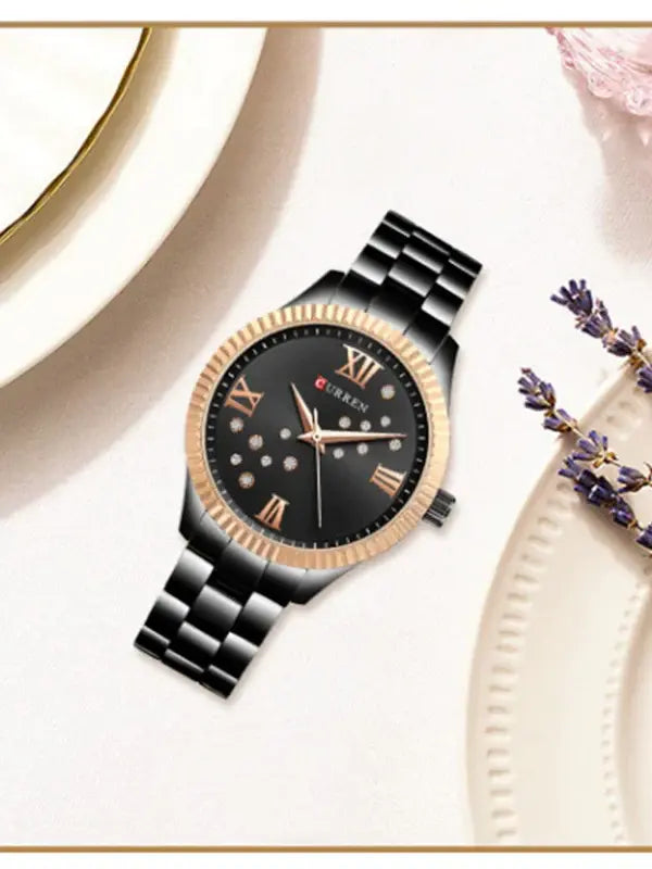 CURREN Original Brand Stainless Steel Wrist Watch For Women With Brand (Box & Bag)-9009 US Arabia