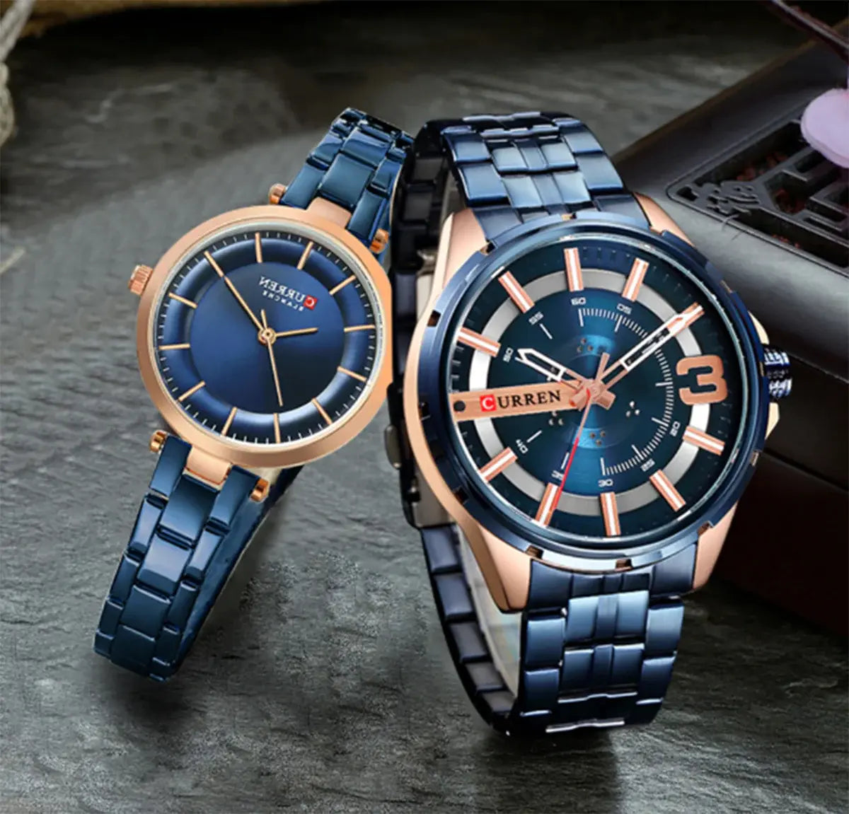 CURREN Original Brand Stainless Steel Band Wrist Watch For Couples With Brand (Box & Bag) US Arabia