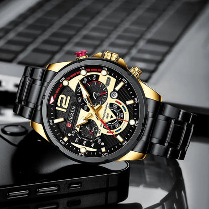 CURREN Original Brand Stainless Steel Band Wrist Watch For Men With Brand (Box & Bag)-8395 US Arabia