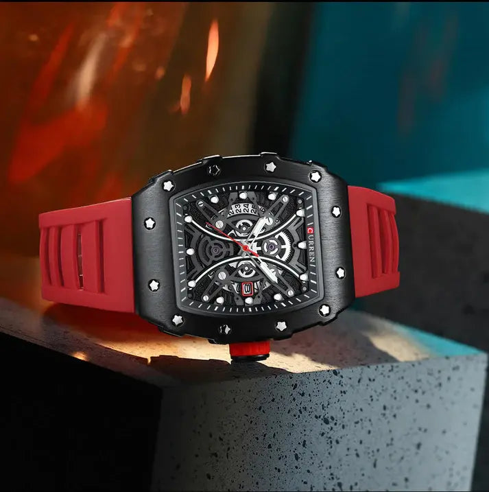 CURREN Original Brand Rubber Straps Wrist Watch For Men With Brand (Box & Bag)-8438 US Arabia