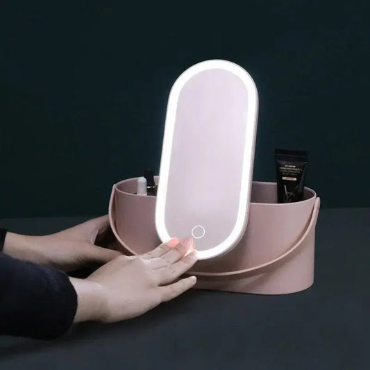 Portable LED Light Storage Box Beauty And Makeup Mirror GulfyTrends